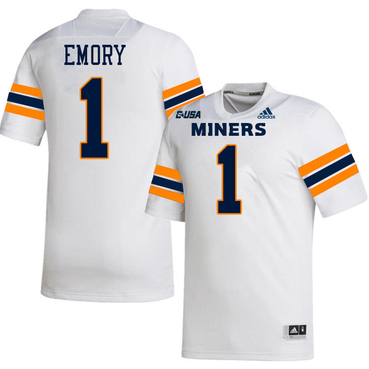 #1 Ashten Emory UTEP Jersey,UTEP Miners College Football Jersey,Uniforms-White